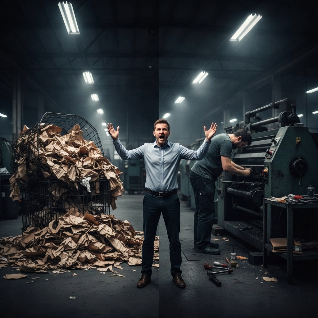 Downtime and Lost Productivity - Worker with hands up